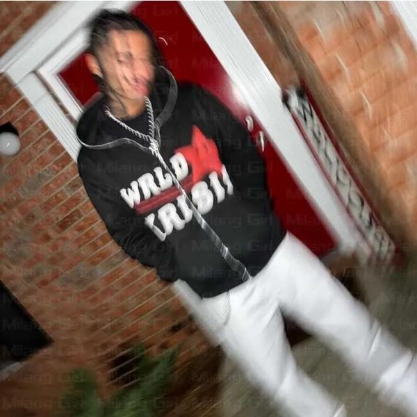 

2023 new personality new men's hooded letter printing ribbed long sleeve sweatshirt fashion hooded pullover autumn designer hooded, Black