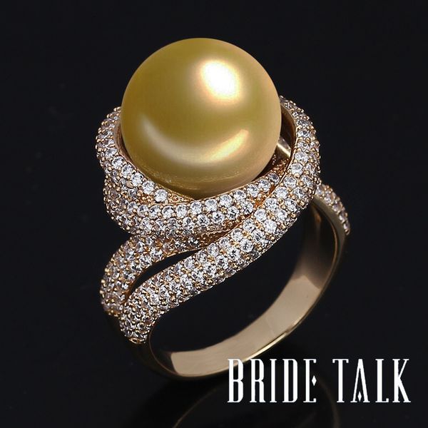 

wedding rings bride talk fashion brand women pearl ring cubic zirconia twisted lines luxury finger rings elegant jewelry for wedding party 2, Slivery;golden