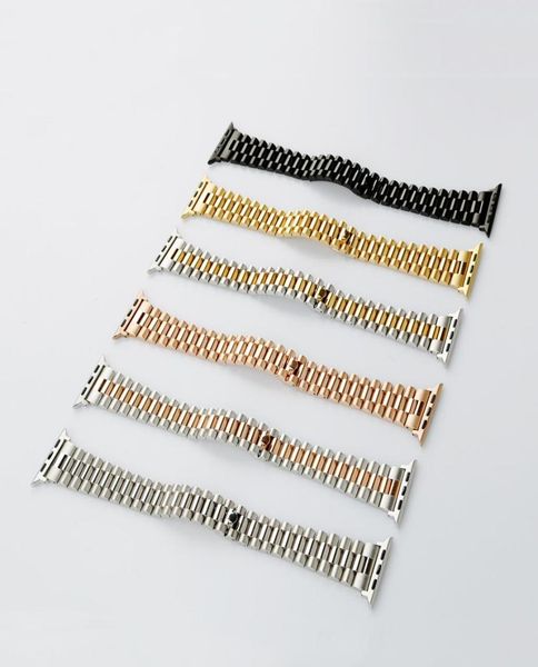 

solid stainless steel oyster wrist for apple watch band 42 44mm loop replacement bracelet for iwatch series 5 4 3 2 1strap accesso9763732, Black;brown