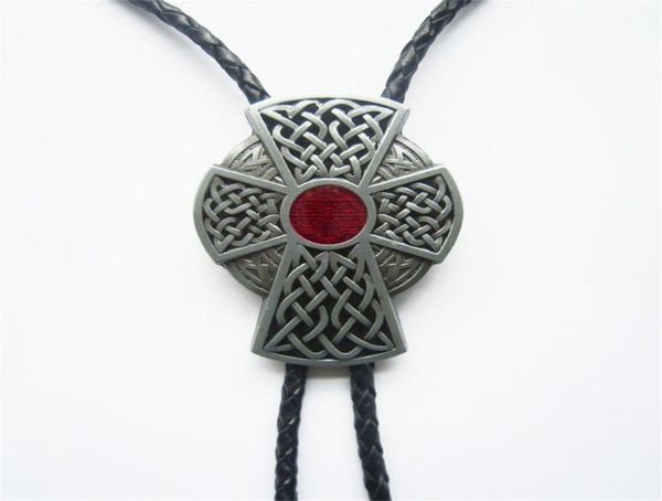 

new red enamel vintage celtic cross knot bolo tie wedding leather necklace also stock in us1384042