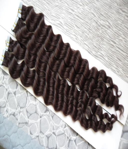 

tape in extensions human hair 40pcs tape in extensiondeep wavei double sided tape hair skin weft human hair100g6809341, Black