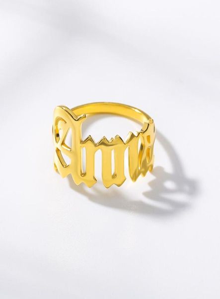 

custom old english ring for women and men personalizado stinless steel name rings fashion jewelry anniversary gift2777902, Silver