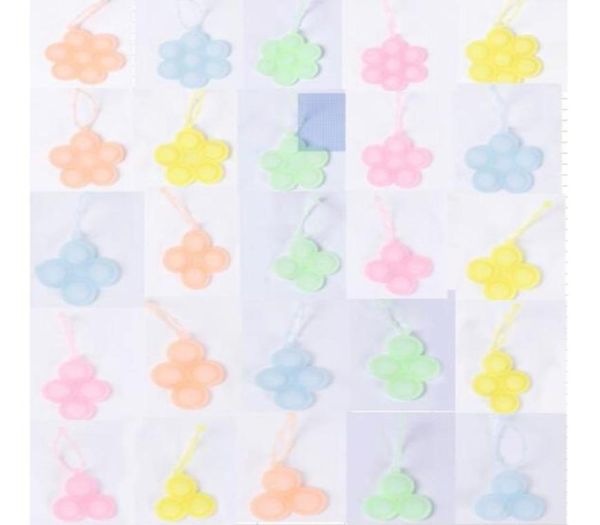 

luminous glow in the dark sensory fidget key ring push pop bubbles popper toys plum blossom shape finger ball puzzle keychain char2223009