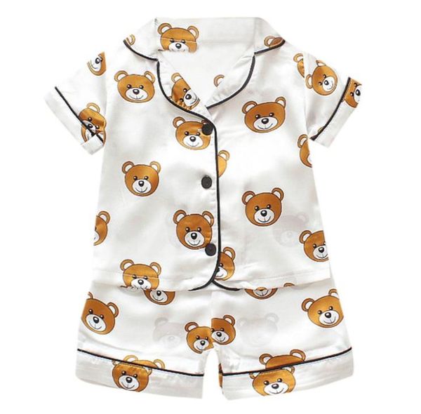 

pajamas set for children summer 2019 boys girls kids home clothing cartoon short sleeve baby sleepwear suit children039s day gi8144199, White
