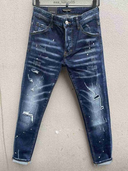 

jeans mens luxury designer jeans skinny ripped cool guy causal hole denim fashion brand fit jeans men washed pants 12667 dsquare d2 dsqs dsq, Blue