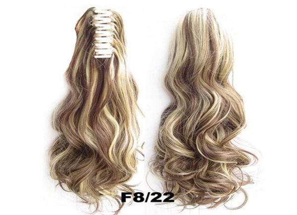 

fashion curly pony tail 55cm long wavy blackbrown claw synthetic ponytail high temperature fiber hairpiece multicolor selection5970841, Black