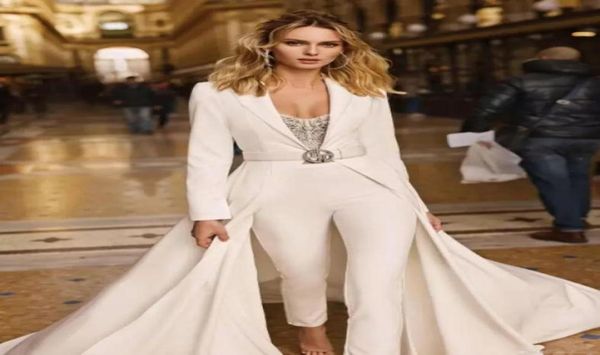 

berta white jumpsuits long sleeve satin evening dresses with jackets plus size robes de soiree pants suits party prom gowns bc28075482454, Black;red