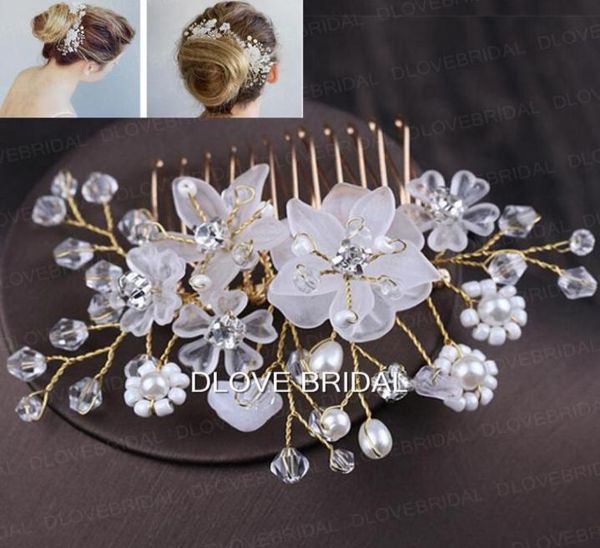

new arrival fairy floral bridal hair comb clear crystal handmade wedding party prom hair decorations jewelry accessory headpiece h8359075, Silver