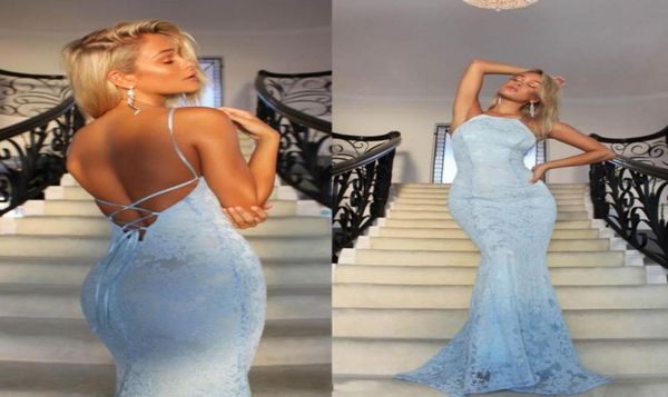 

dusty blue full lace evening gowns lace up open back mermaid prom dresses floor length cocktail formal party dress vest1075667, Black