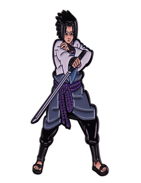 

anime characters uchiha sasuke enamel brooch lapel pins metal badges accessories6512111, Blue