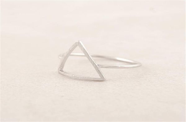 

fashion the latest elements triangle band rings hollow out graphics ring for women mixed color whole9376316, Silver