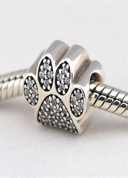 

silver beads 925-sterling-silver paw design charm bead with cubic zirconia fits p diy fine jewelry bracelets & necklaces6660323