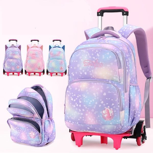 

school bags children's school backpack with wheels primary school backpack removable mochila femina children's handcart school bac
