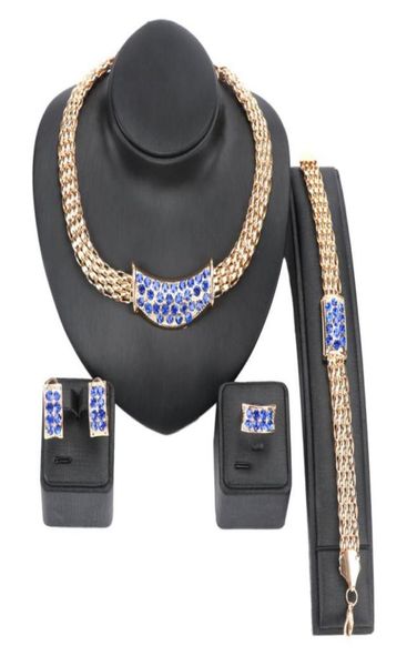 

african jewelry fashion women 18k goldsilver plated crystal necklace ring earring bracelet wedding jewelry sets 6 colors9408309, Slivery;golden