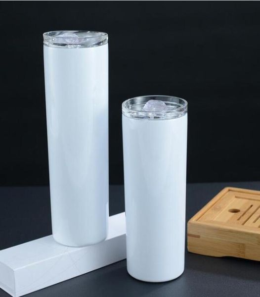 

straight tumblers blank sublimation slim cup diy coating thermal insulation cup coffee mugs with lid straw beer mugs sea 9189292