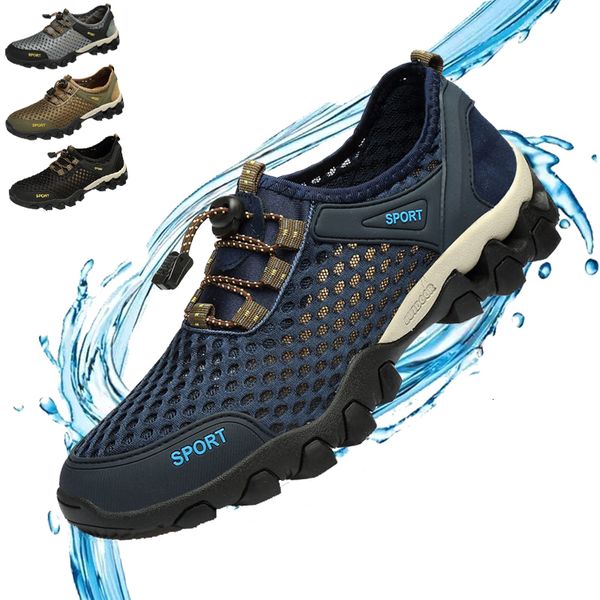 

water shoes aqua shoes men's anti slip fishing quick drying breathable water shoes diving walking net sports rubber sports shoes delive, Black
