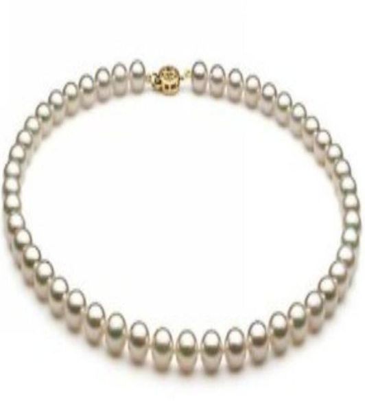 

charming natural 89mm white akoya pearl necklace 18inch 14k gold clasp5361665, Silver