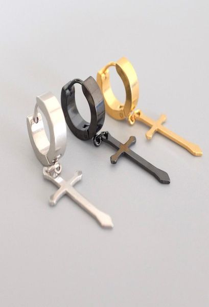

stainless steel crosses men039s and women039s earrings punk ear drop tide men fashion ear studs6216688, Golden;silver