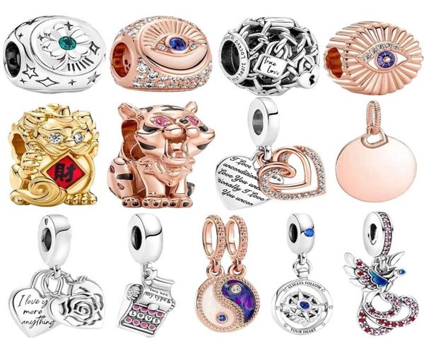 

new popular 925 sterling silver sparkling eye beaded charm for original bracelets and necklaces for women's diy jewelry making7738527, Bronze;silver