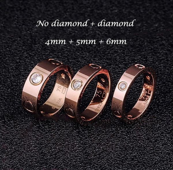 

456mm classic love screw ring designer mens womens lovers nail wedding rings highend quality gold silver accessories with red b7609069