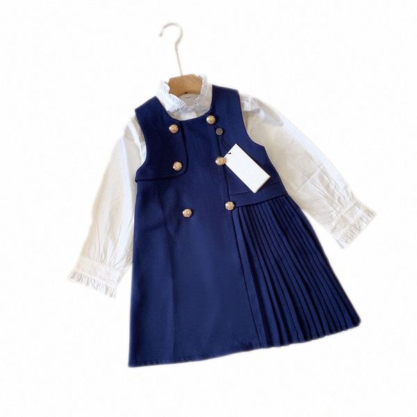 

girl's dresses kids clothes baby children dress youth classic pattern designer brand letter set skirt size 90-160 g2kp#, Red;yellow