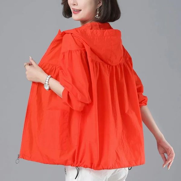 

dress 2023 new summer women's jacket thin coat bomber jacket long sleeve casual sun protection clothing female windbreaker outerwear, White