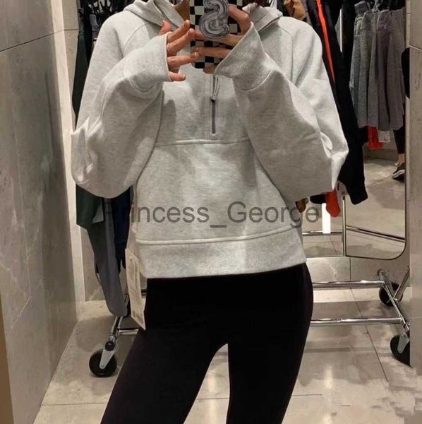 

mens hoodies sweatshirts lu scuba half zip hoodie womens yoga suit designer lululemens hooded sweatshirt ladies gym sportswear outdoor sport, Black