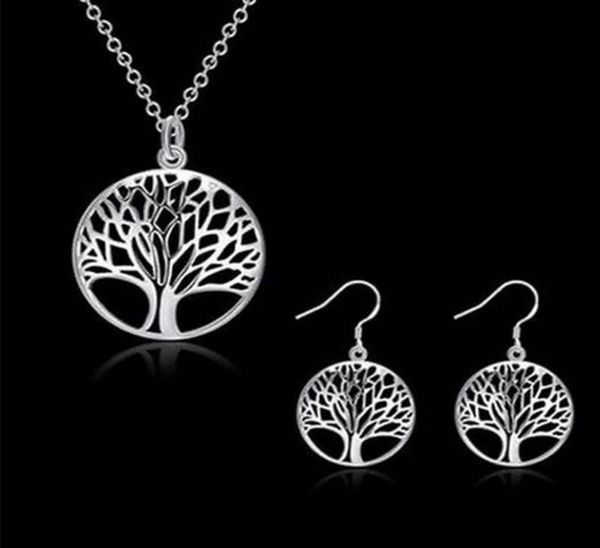 

whole 925 silver plated living tree of life pendant necklace fit 18inch o chain or earrings bracelet ring for women girl jewer2990701, Black