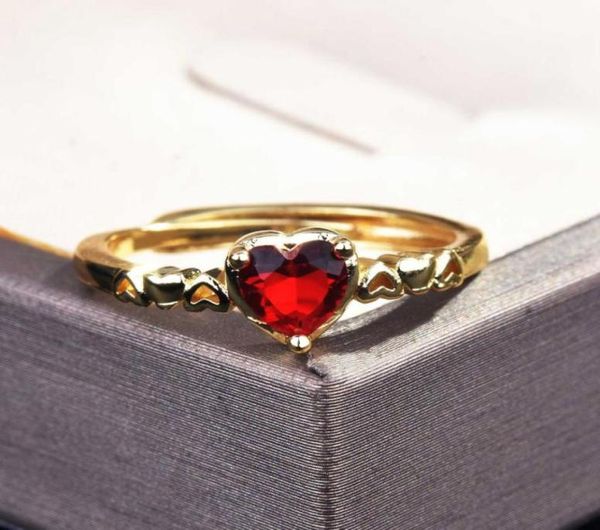 

wedding rings exquisite red heartshape crystal zircon ring for women charms anniversary jewelry elegant ladies party accessories1680364, Slivery;golden