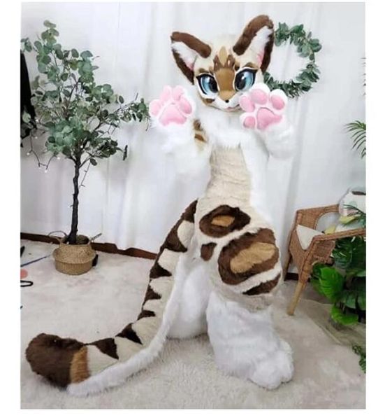 

mascot beige husky doll dress furry youth clothing full set furry set halloween christmas large event performance clothing, Red;yellow