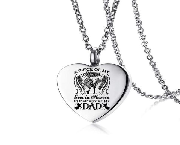 

silver angel wing heart urn pendant necklace for ashes a piece of my heart lives in heaven memorial keepsake cremation jewelry3654295