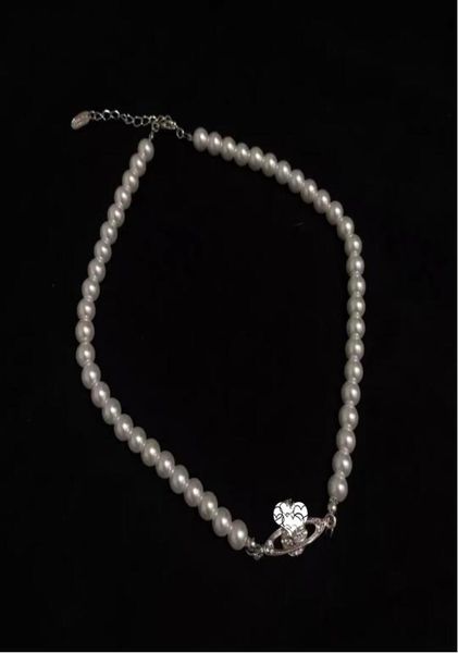 

new boutique ladies pendant full of diamonds saturn pearl necklace clavicle chain neck chain love gift clothing accessories 9097208, Silver
