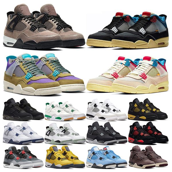 

2023 outdoor 4s basketball shoes black cat cool grey military black white oreo midnight navy seafoam red cement bred mens womens sports snea