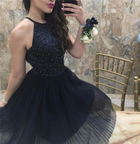 

pretty halter purple keyhole back beading short prom dresses vestido de festa girls party dress homecoming dress1358039, Black
