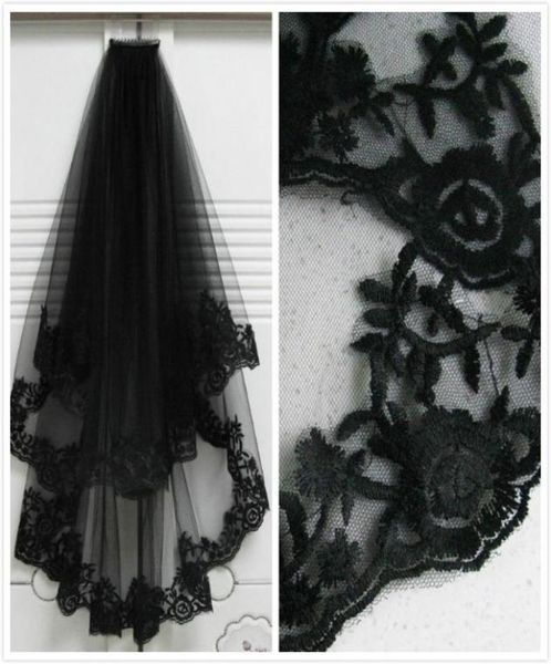

elegant whole new style 2 t women bride bridal black wedding head hair lace party veil with comb2183720