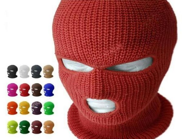 

new full face cover mask three 3 hole balaclava knit hat army tactical winter ski cycling mask beanie hat scarf warm face masks4678297, Black;white
