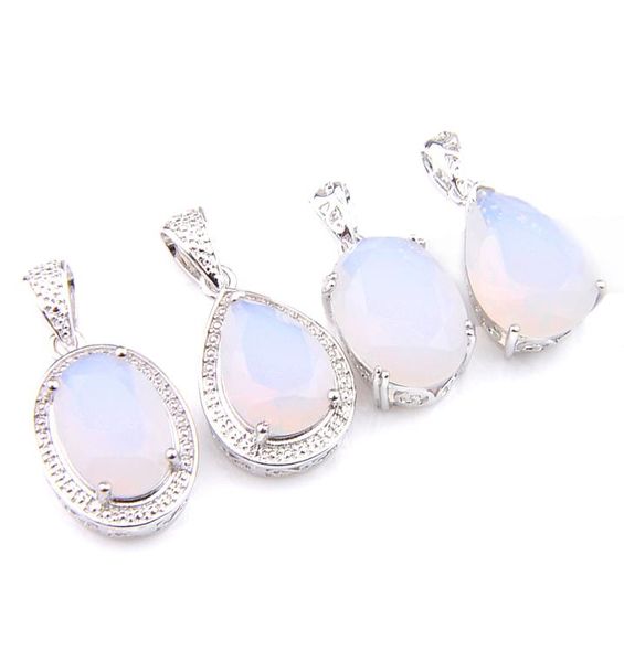 

luckyshine fashion exquisite jewelry teardrop shaped white moonstone gems silver gorgeous vintage pendants necklace jewelry4432067