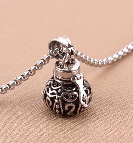 

tibetan openable 316l stainless steel memorial vintage jewerly cremation ashes urn pendant necklace keepsake men women funeral jew3601087, Silver