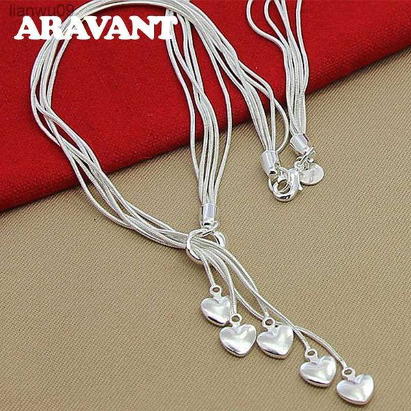 

925 silver heart necklaces chain for women fashion jewelry l230704