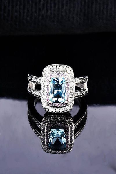

new luxury diamond z sea blue zircon ring engagement wedding opening ring6727895, Slivery;golden