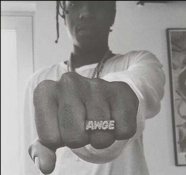 

awge classic letter ring finger ring asap rocky with gold and silver twocolor spot drilling smooth surface1751218, Golden;silver