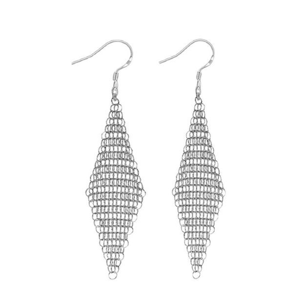 

omhxzj whole dangle chandelier personality fashion ol woman girl party wedding white rhombus net 925 sterling silver earring9690095