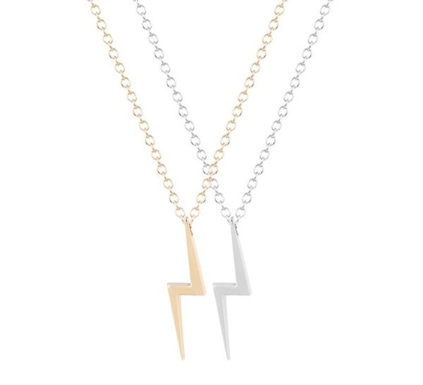 

10pcs n038 cute lighting bolt necklaces harry lighting necklace simple storm thunder bolt necklaces for women party gift6123493, Silver