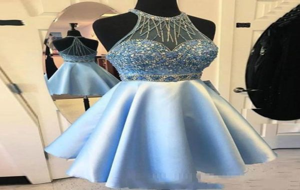 

2019 new arrival crystal beaded homecoming dress sky blue short party cocktail gown mini prom evening graduatiion dresses5112221, Blue;pink