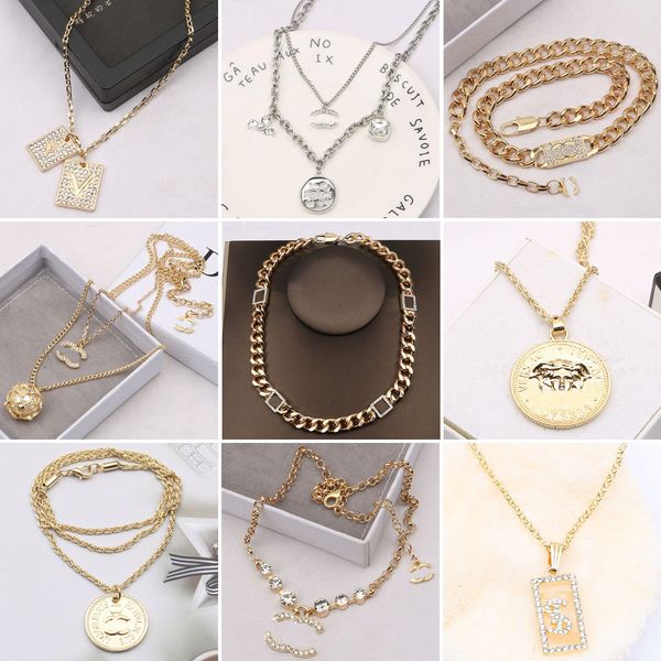 

luxury 20styles designer necklace 18k silver gold plated necklaces choker brand letter adjustable pendant chain womens wedding jewelry acces