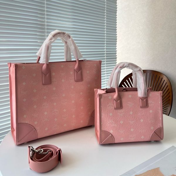 

2023 cowhide pink large capacity women's shopping bag cute personalized young girl exclusive handbag trendy vanguard fashion casual des
