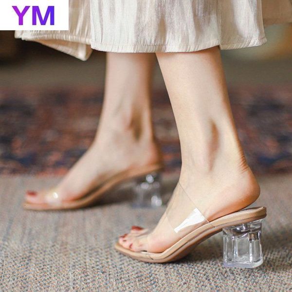 

sandals sweet almond fashion women's sandals summer beach sandals transparent pvc square lace size zapatillas muji casa 230713, Black