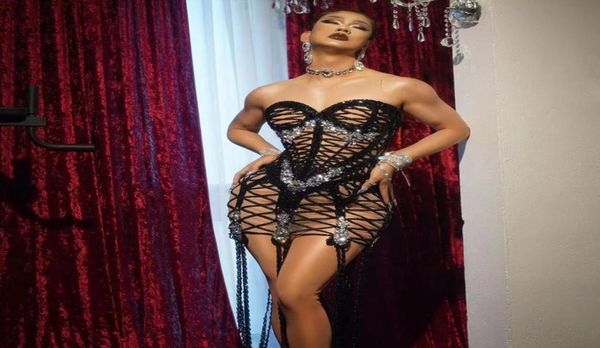 

mesh transparent rhines black sequins short dress for women party celebrity birthday dress evening prom singer concert performance show stag, White;black