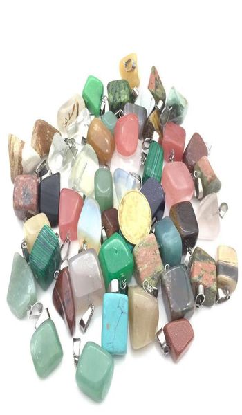 

irregular shape stone pendant healing crystal quartz charms gems gemstone mutil random for necklace jewelry making30pcs8085051, Silver