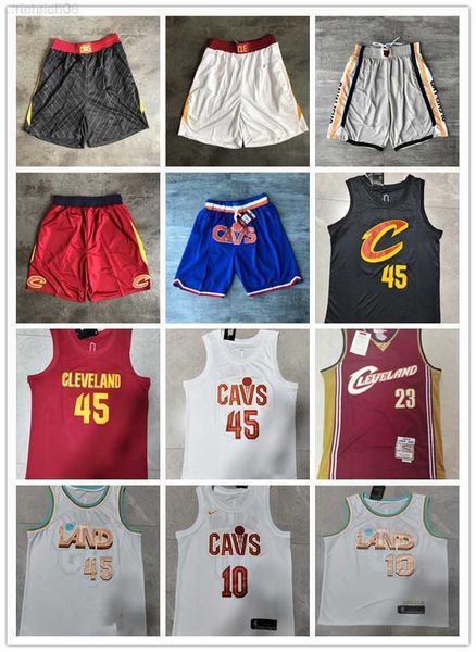 

cleveland''cavaliers''shorts mens throwback basketball shorts pocket basketball jersey donovan 45 mitchell 10 darius gar, Black